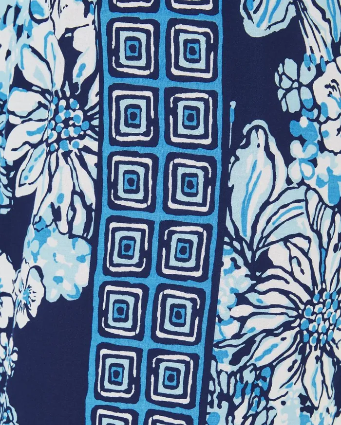 Women Lilly Pulitzer Tops Iona Sleeveless Top Low Tide Navy Bouquet All Day Engineered Woven Top Women Lilly Pulitzer Tops Iona Sleeveless Top Low Tide Navy Bouquet All Day Engineered Woven Top