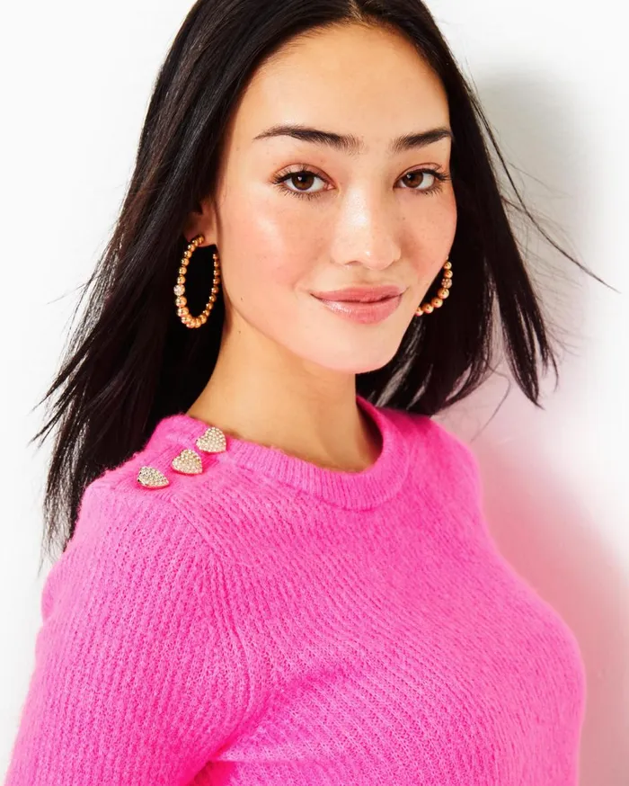 Women Lilly Pulitzer Tops Morgen Sweater Heathered Cerise Pink Women Lilly Pulitzer Tops Morgen Sweater Heathered Cerise Pink
