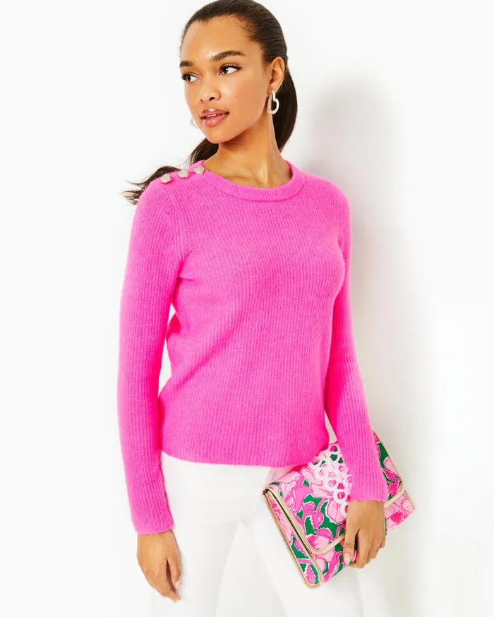Women Lilly Pulitzer Tops Morgen Sweater Heathered Cerise Pink Women Lilly Pulitzer Tops Morgen Sweater Heathered Cerise Pink