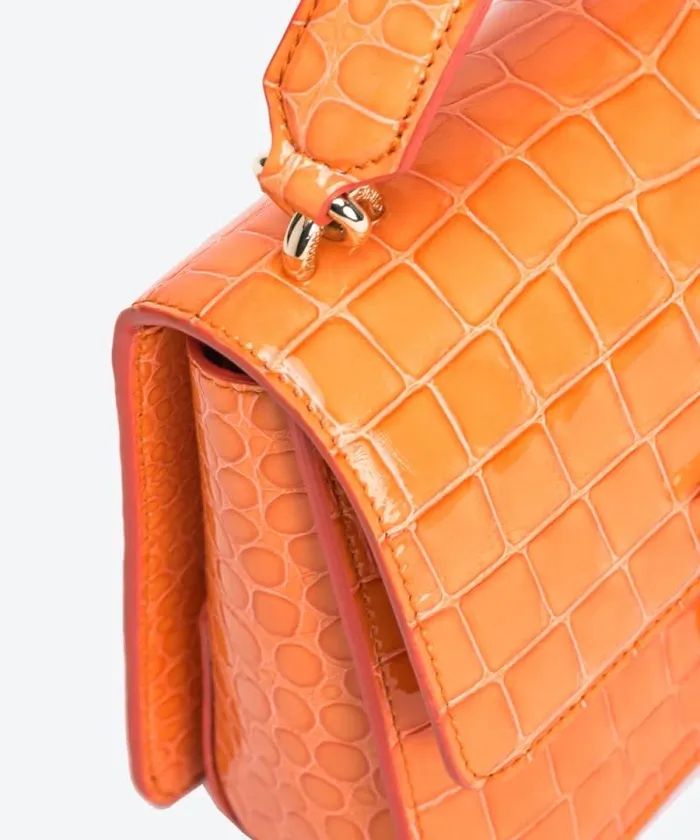 Women Limited Edition Pinko PINKO Galleria Mini Love Bag One Top Handle Light In Shiny Crocprint Leather Orangelightgold Women Limited Edition Pinko PINKO Galleria Mini Love Bag One Top Handle Light In Shiny Crocprint Leather Orangelightgold