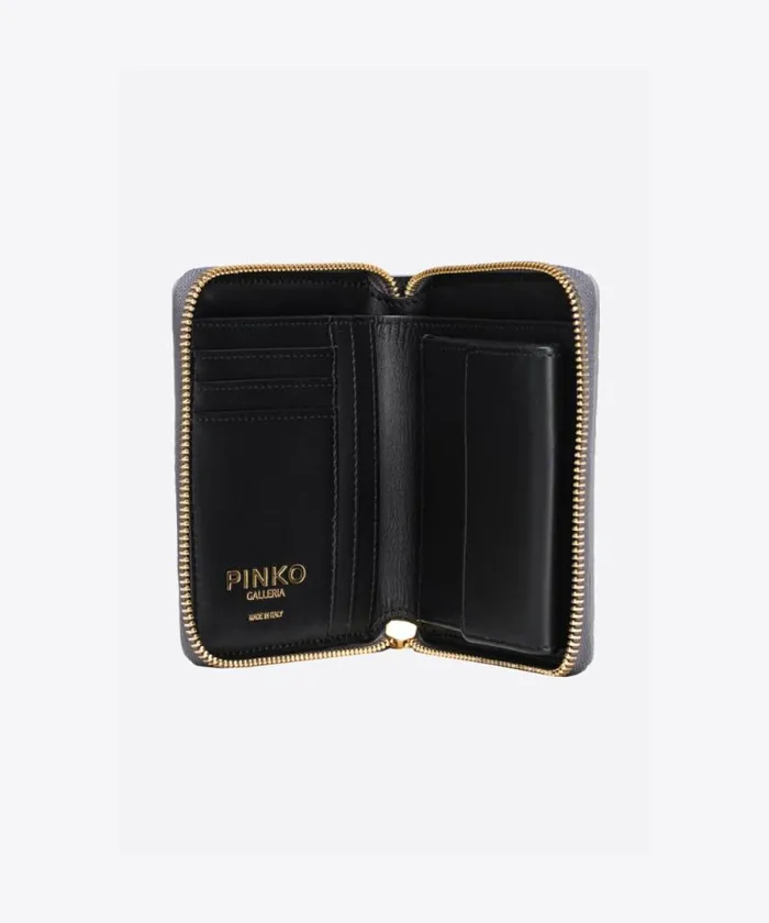 Women Limited Edition Pinko PINKO Galleria Square Ziparound Wallet In Punched Reptile Skin Silverlightgold Women Limited Edition Pinko PINKO Galleria Square Ziparound Wallet In Punched Reptile Skin Silverlightgold