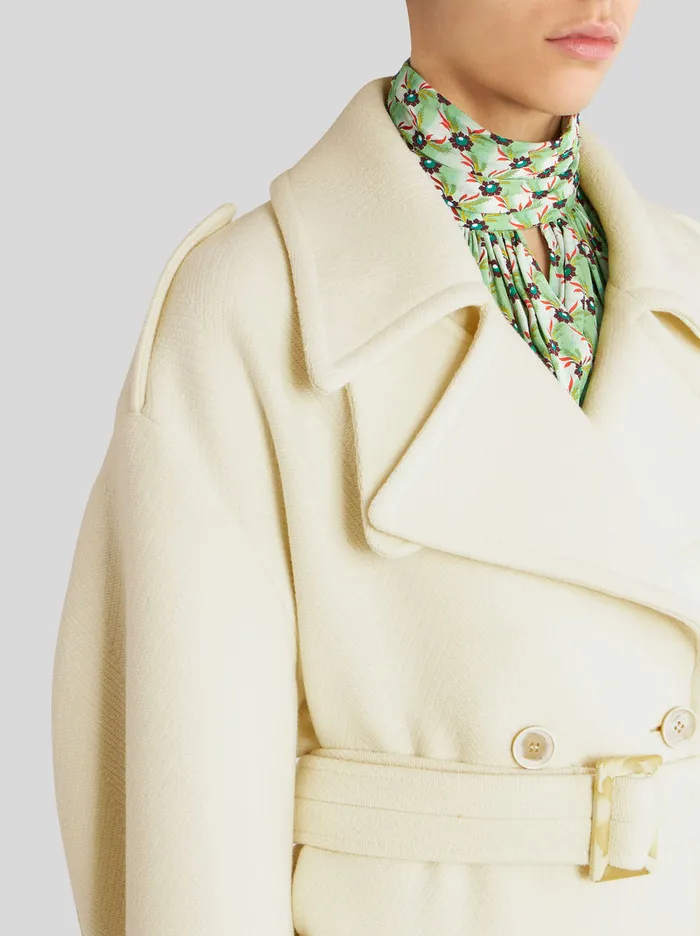 Women Long Coat With Belt And Embroidery Etro Coats And Outerwear