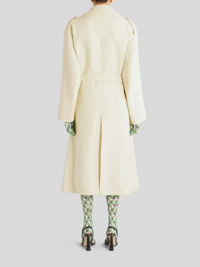Women Long Coat With Belt And Embroidery Etro Coats And Outerwear