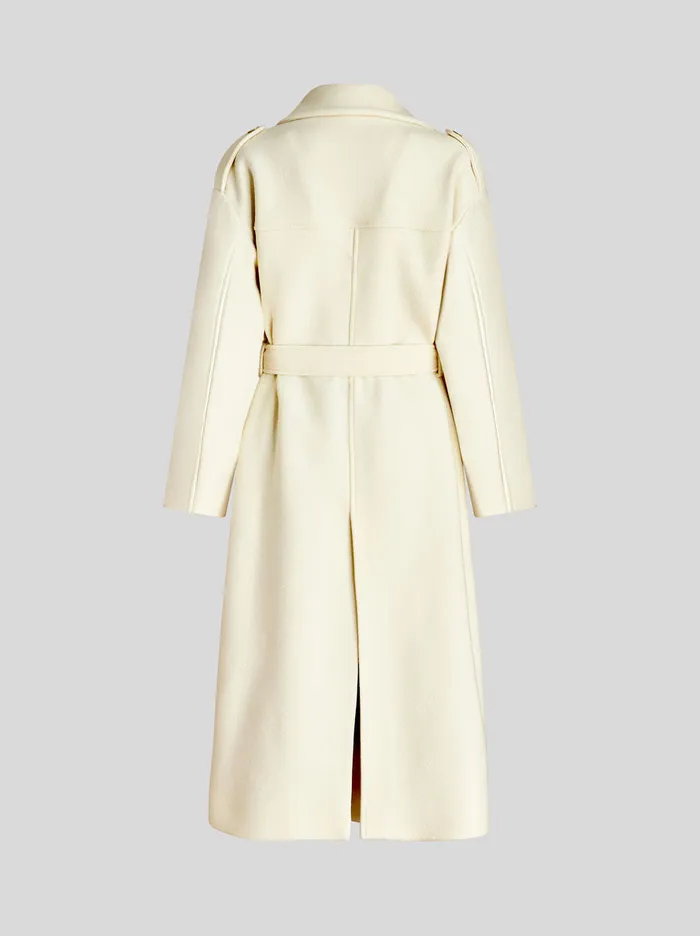 Women Long Coat With Belt And Embroidery Etro Coats And Outerwear