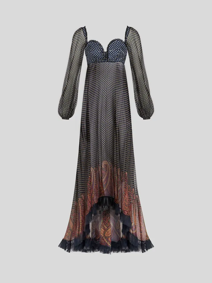 Women Long Dress With Sweetheart Neckline Etro Dresses