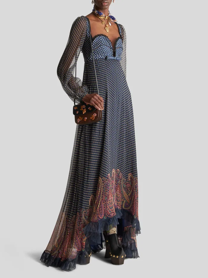 Women Long Dress With Sweetheart Neckline Etro Dresses