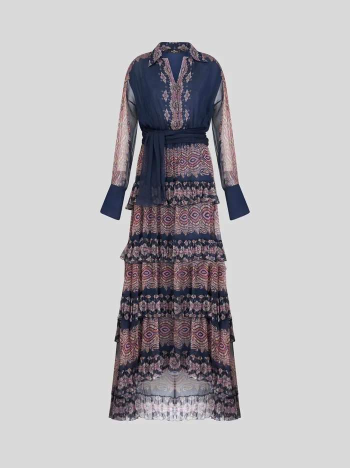 Women Long Shirt Dress With Ribbons Etro Dresses