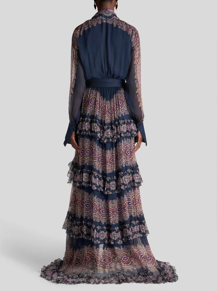 Women Long Shirt Dress With Ribbons Etro Dresses