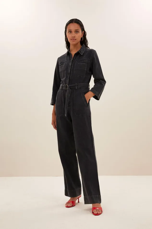 Women Louise Twill Suit Jet Black Bybar Jumpsuits
