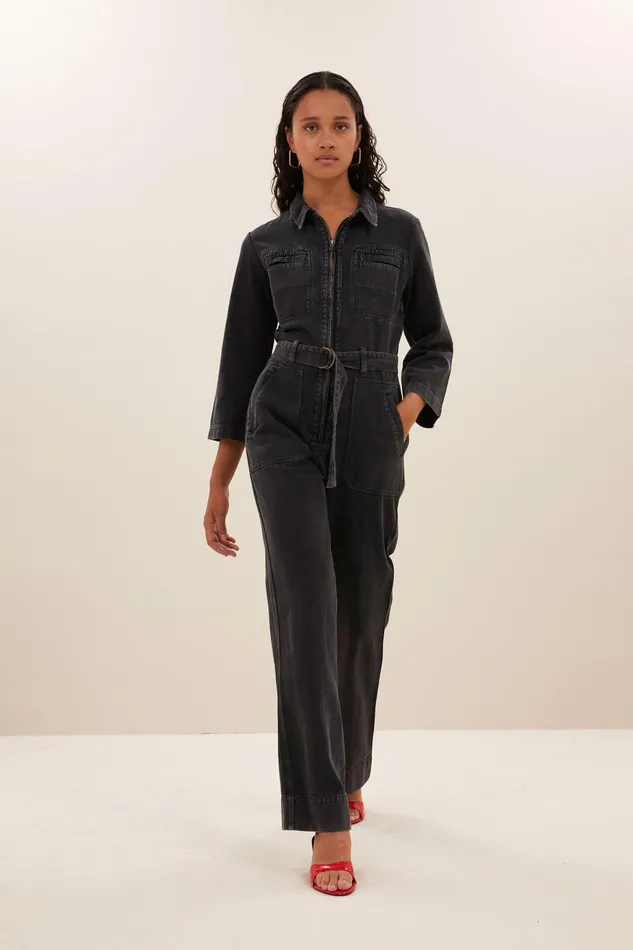 Women Louise Twill Suit Jet Black Bybar Jumpsuits
