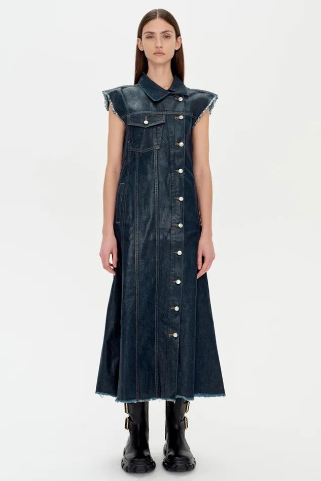 Women Luna Dress Coated Indigo Jonathan Simkhai Dresses and Jumpsuits