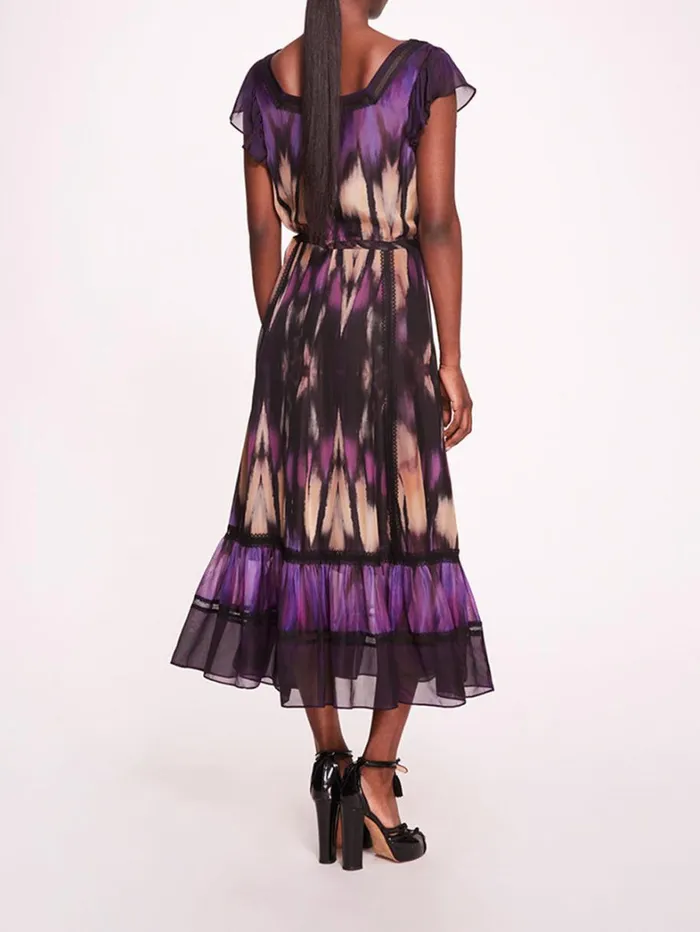 Women Marchesa Dresses Abstract Viscose Midi Dress Purple Multi Women Marchesa Dresses Abstract Viscose Midi Dress Purple Multi