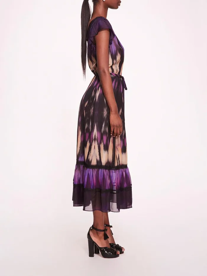 Women Marchesa Dresses Abstract Viscose Midi Dress Purple Multi Women Marchesa Dresses Abstract Viscose Midi Dress Purple Multi
