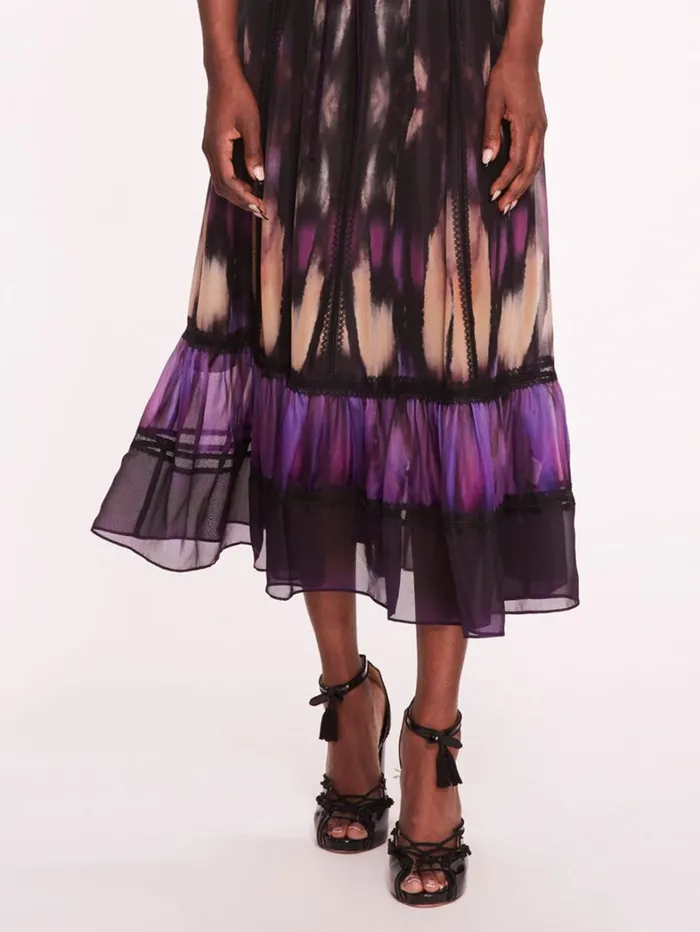 Women Marchesa Dresses Abstract Viscose Midi Dress Purple Multi Women Marchesa Dresses Abstract Viscose Midi Dress Purple Multi