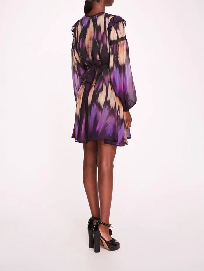 Women Marchesa Dresses Abstract Viscose Mini Dress Purple Multi Women Marchesa Dresses Abstract Viscose Mini Dress Purple Multi