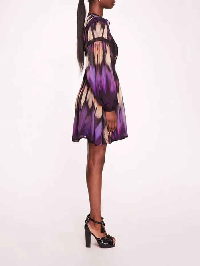 Women Marchesa Dresses Abstract Viscose Mini Dress Purple Multi Women Marchesa Dresses Abstract Viscose Mini Dress Purple Multi