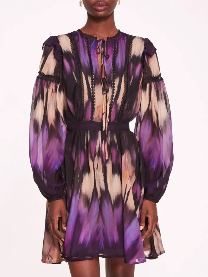 Women Marchesa Dresses Abstract Viscose Mini Dress Purple Multi Women Marchesa Dresses Abstract Viscose Mini Dress Purple Multi