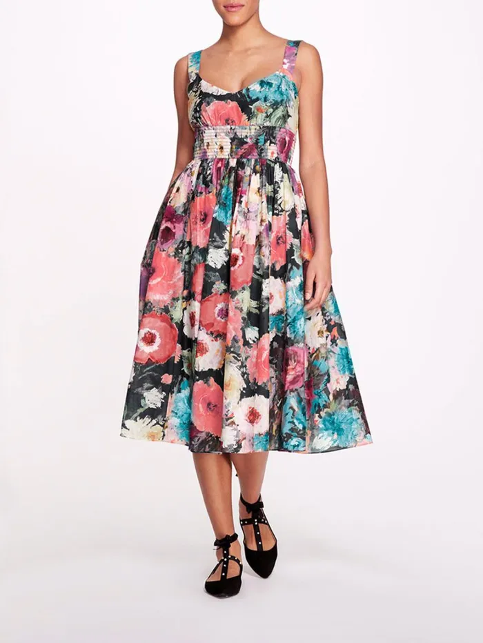 Women Marchesa Dresses Betony Midi Black Multi