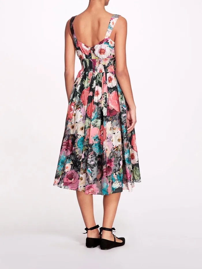Women Marchesa Dresses Betony Midi Black Multi Women Marchesa Dresses Betony Midi Black Multi