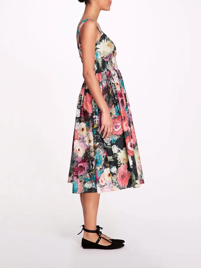 Women Marchesa Dresses Betony Midi Black Multi Women Marchesa Dresses Betony Midi Black Multi