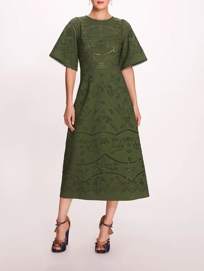 Women Marchesa Dresses Dhalia Midi Dress Green