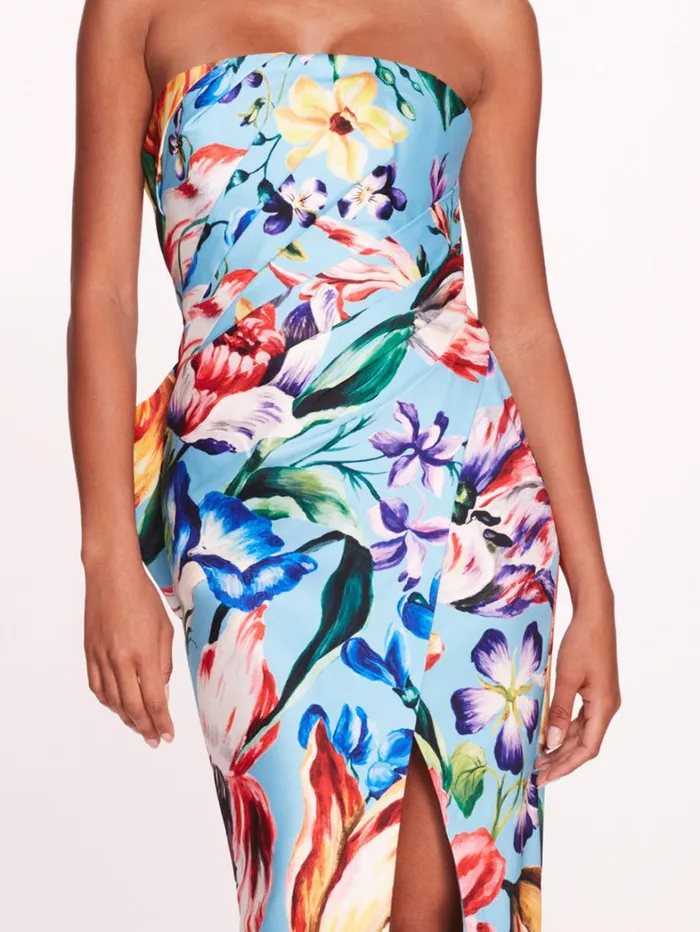 Women Marchesa Dresses Mikado Gown Sky Blue Multi Women Marchesa Dresses Mikado Gown Sky Blue Multi