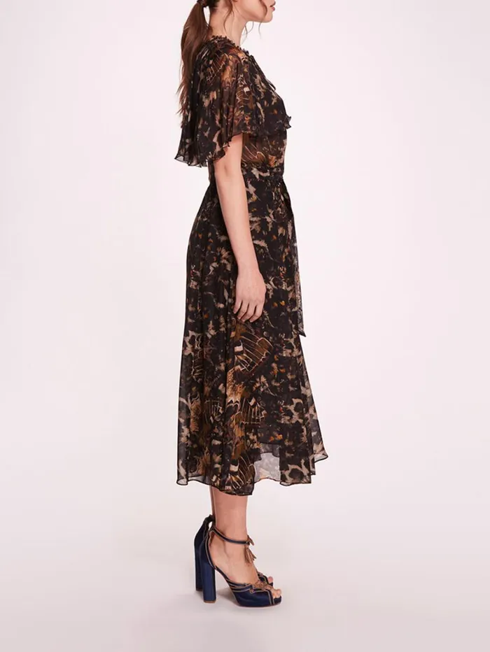 Women Marchesa Dresses Monarch Midi Dress Black Multi Women Marchesa Dresses Monarch Midi Dress Black Multi
