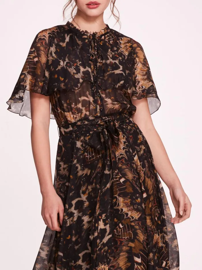 Women Marchesa Dresses Monarch Midi Dress Black Multi Women Marchesa Dresses Monarch Midi Dress Black Multi