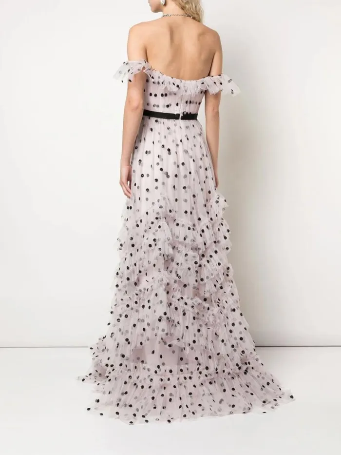 Women Marchesa Dresses Sequin Dot Texture Gown Lavender