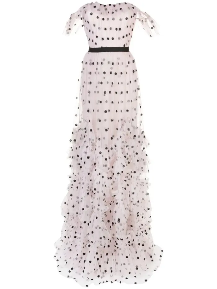 Women Marchesa Dresses Sequin Dot Texture Gown Lavender
