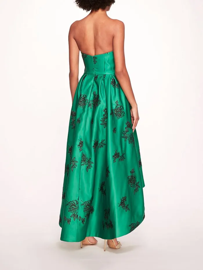 Women Marchesa Dresses Strapless Marigold Gown Emerald Multi Women Marchesa Dresses Strapless Marigold Gown Emerald Multi