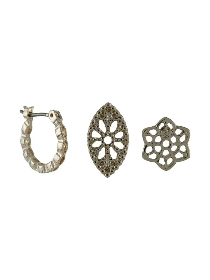 Women Marchesa Jewelry Gold Studs And Mini Huggie Hoop Trio Floral Earrings Set Gold Women Marchesa Jewelry Gold Studs And Mini Huggie Hoop Trio Floral Earrings Set Gold