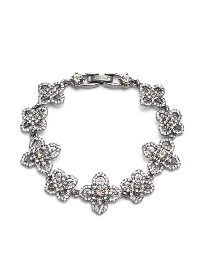 Women Marchesa Jewelry Lace Floral Bracelet Black Diamond