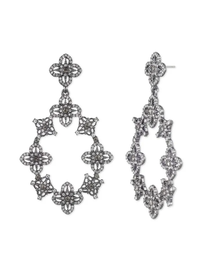 Women Marchesa Jewelry Lace Orbital Earring Black Diamond