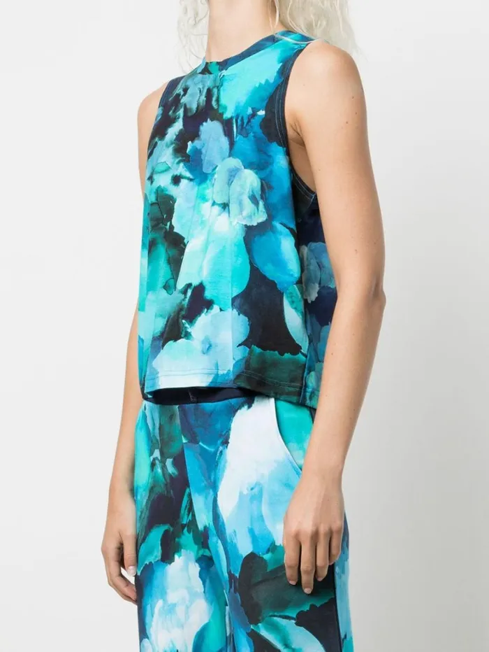 Women Marchesa Marchesa Active Blue Floral Printed Womens Workout Tank Top Navy Multi Women Marchesa Marchesa Active Blue Floral Printed Womens Workout Tank Top Navy Multi