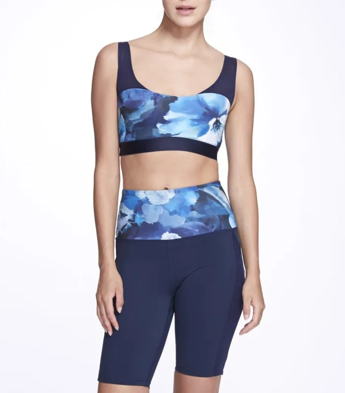 Women Marchesa Marchesa Active Navy Blue Floral Print Sports Bra With Mesh Navy Multi Women Marchesa Marchesa Active Navy Blue Floral Print Sports Bra With Mesh Navy Multi