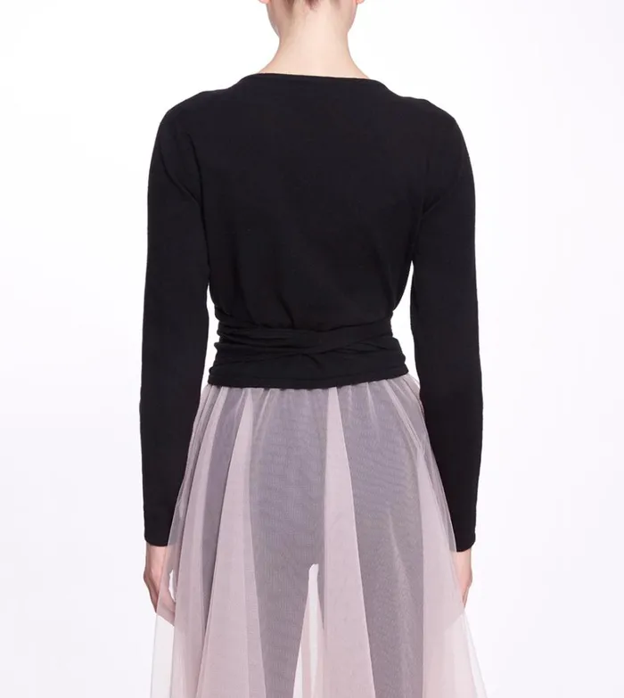 Women Marchesa Tops Black Wrap Sweater Black Women Marchesa Tops Black Wrap Sweater Black