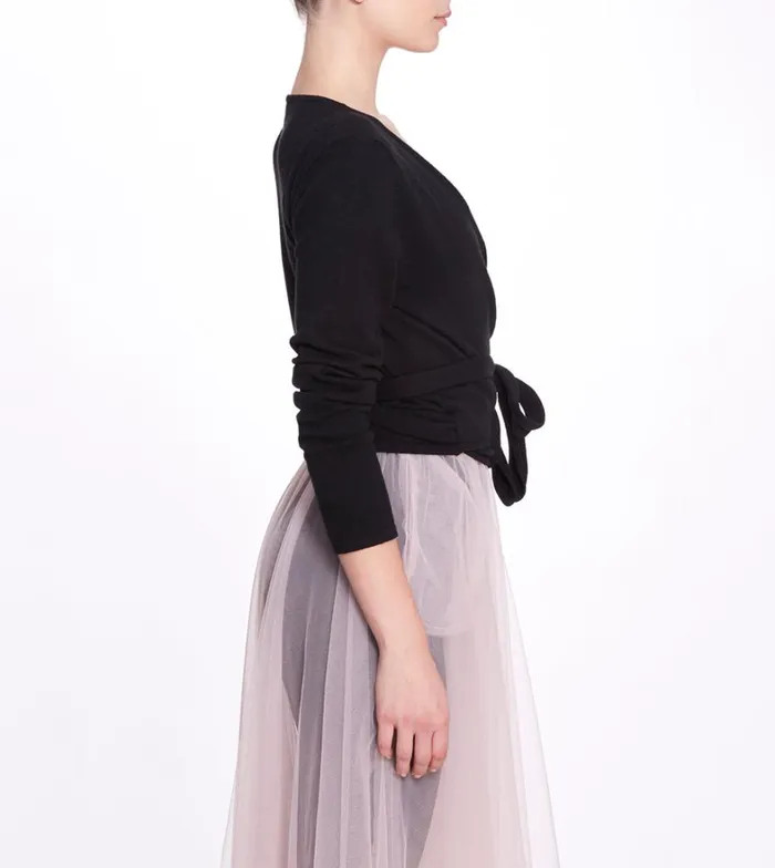 Women Marchesa Tops Black Wrap Sweater Black Women Marchesa Tops Black Wrap Sweater Black