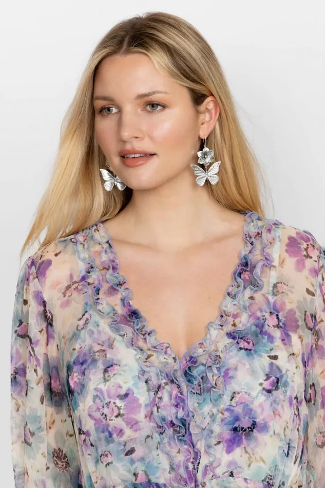 Women MARIPOSA GARDEN EARRING Silver Johnny Was Jewelry Women MARIPOSA GARDEN EARRING Silver Johnny Was Jewelry
