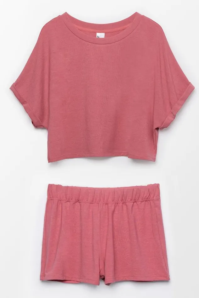 Women Matching Sets Cupshe Weekender Solid Top And Shorts Set Red