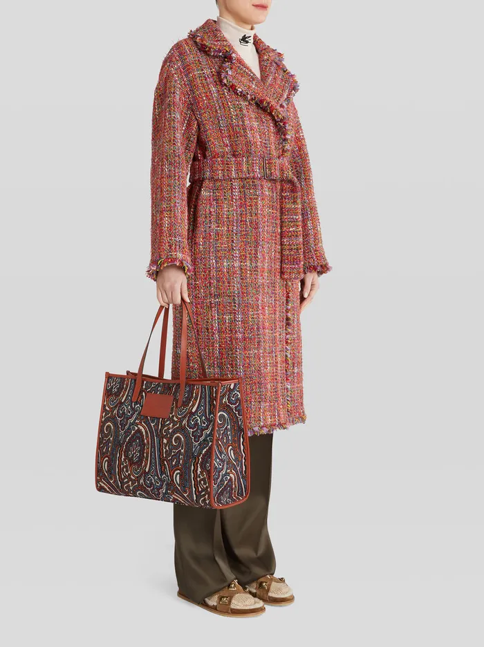 Women Medium Jacquard Fabric Shopping Bag Etro Shopping Bags
