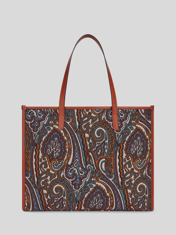 Women Medium Jacquard Fabric Shopping Bag Etro Shopping Bags