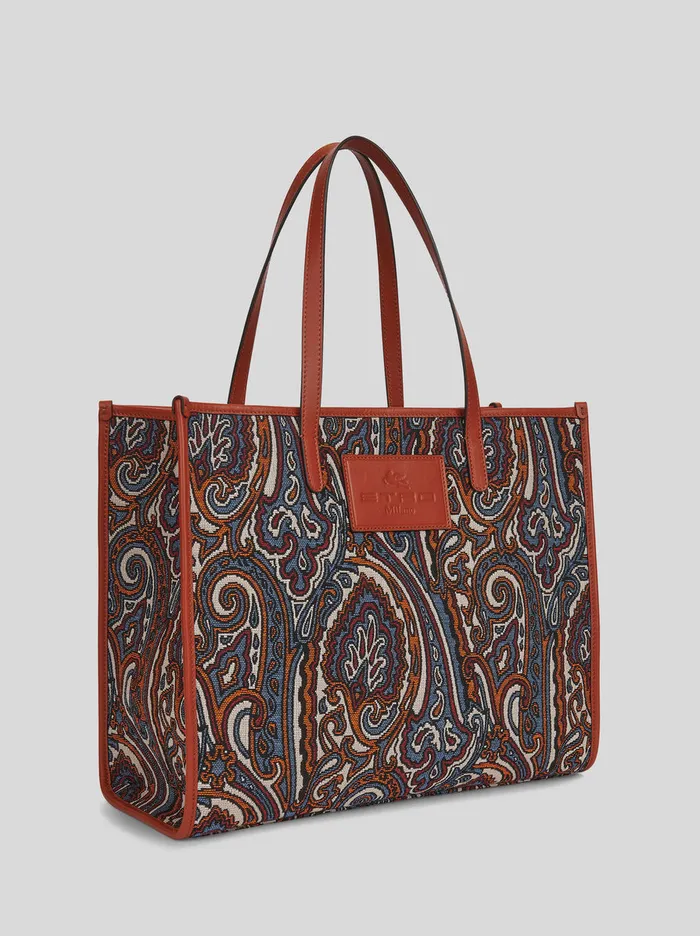Women Medium Jacquard Fabric Shopping Bag Etro Shopping Bags