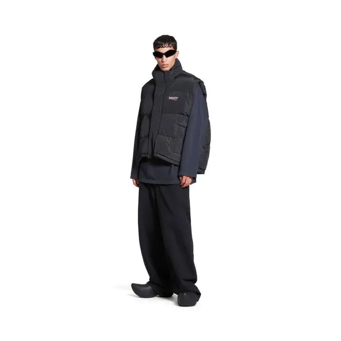 WomenMen Coats and Jackets Balenciaga Political Campaign Cocoon Puffer Gilet In Black WomenMen Coats and Jackets Balenciaga Political Campaign Cocoon Puffer Gilet In Black