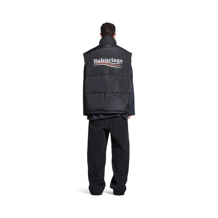 WomenMen Coats and Jackets Balenciaga Political Campaign Cocoon Puffer Gilet In Black