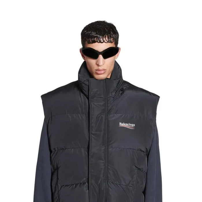 WomenMen Coats and Jackets Balenciaga Political Campaign Cocoon Puffer Gilet In Black