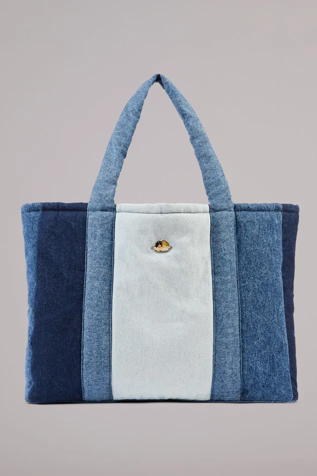 WomenMen Fiorucci Bags Icon Angels Puffer Denim Tote Bag Blue