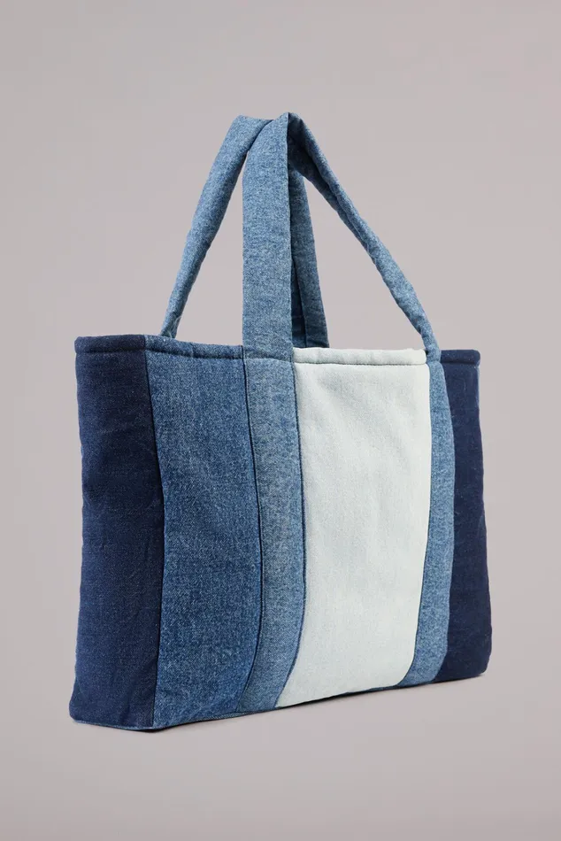 WomenMen Fiorucci Bags Icon Angels Puffer Denim Tote Bag Blue WomenMen Fiorucci Bags Icon Angels Puffer Denim Tote Bag Blue