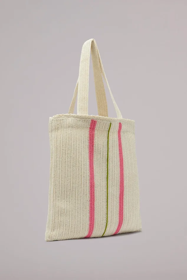WomenMen Fiorucci Bags Logo Crochet Tote Bag White WomenMen Fiorucci Bags Logo Crochet Tote Bag White