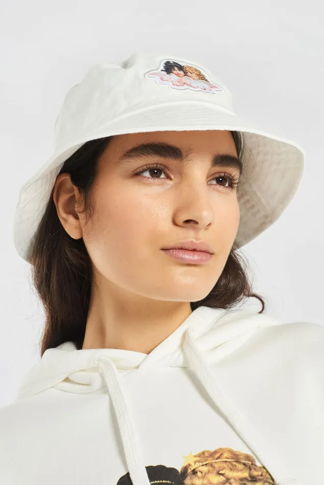 WomenMen Fiorucci Hats Icon Angels Bucket Hat Cream WomenMen Fiorucci Hats Icon Angels Bucket Hat Cream